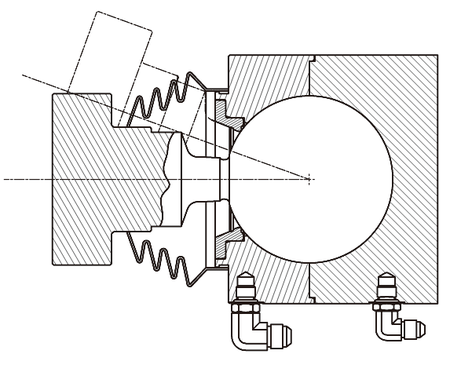 Overview 總覽

The Team Corporation HydraBall is a hydrostatic bearing, oil-supported ball joint with non-contacting surfaces. Using the HydraBall instead of conventional rod ends saves time and improves test results because no greasing or adjustment is required. The Hydraball provides a zero backlash, zero friction coupling that offers an extremely stiff direct load path. HydraBalls are a low-noise, cost-effective and virtually maintenance-free replacement to conventional rod ends.

The HydraBalls' smaller package and revolutionary design eliminates pin shear associated with typical clevis pin assemblies. There are no high-pressure seals to wear out or cause friction to compromise test results. The Team HydraBall requires only 0.2 gpm (.751 lpm) of oil at 3,000 psi (205 Bar).



Team Corporation 公司的HydraBall液壓球頭是油支撐球窩接頭,具有非接觸表面的靜壓軸承。使用HydraBall代替?zhèn)鹘y(tǒng)的桿端可以節(jié)省時間，并改善測試結(jié)果，因為不需要潤滑或調(diào)整。Hydraball是零背隙，零摩擦球形聯(lián)軸器，提供了非常堅硬的直接載荷路徑。HydraBalls是一種低噪音，經(jīng)濟高效且?guī)缀鯚o需維護的,可替代傳統(tǒng)桿端。

HydraBalls的較小封裝和創(chuàng)新設(shè)計消除了與典型的U型夾銷組件相關(guān)的銷剪切。沒有高壓密封墊會磨損或引起摩擦而影響測試結(jié)果。HydraBall團隊在3,000 psi（205 Bar）時僅需要0.2 gpm（.751 lpm）的油。



Features特征

Direct Load Path 直接加載路徑

Eliminates Backlash 消除反沖

Eliminates Friction 消除摩擦

Easy to Install 易于安裝

Offers flexibility on Installation 提供安裝靈活性

Low Maintenance, Long Life Product 低維護，長壽命產(chǎn)品



Applications應(yīng)用領(lǐng)域

MAST Tables MAST 臺

Load Frames 加載框架

Multi Axis Systems 多軸系統(tǒng)